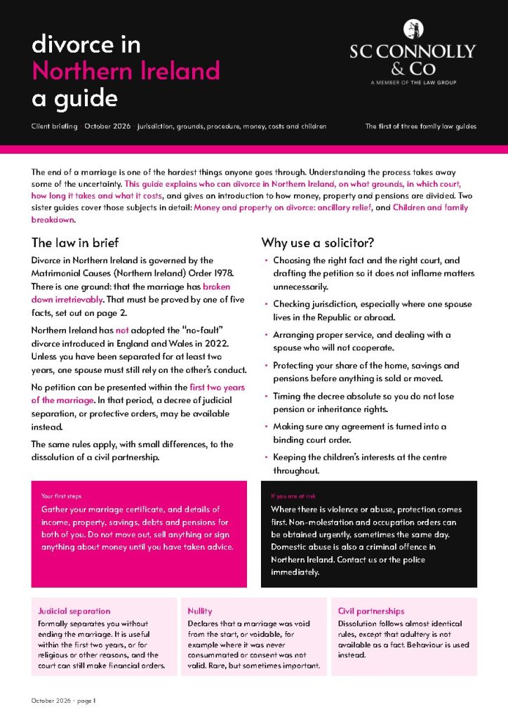 Divorce in Northern Ireland cover